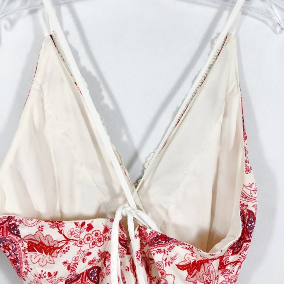 🌹Tea n Cup Red Floral Crochet Halter Mini Dress - Picture 7 of 9